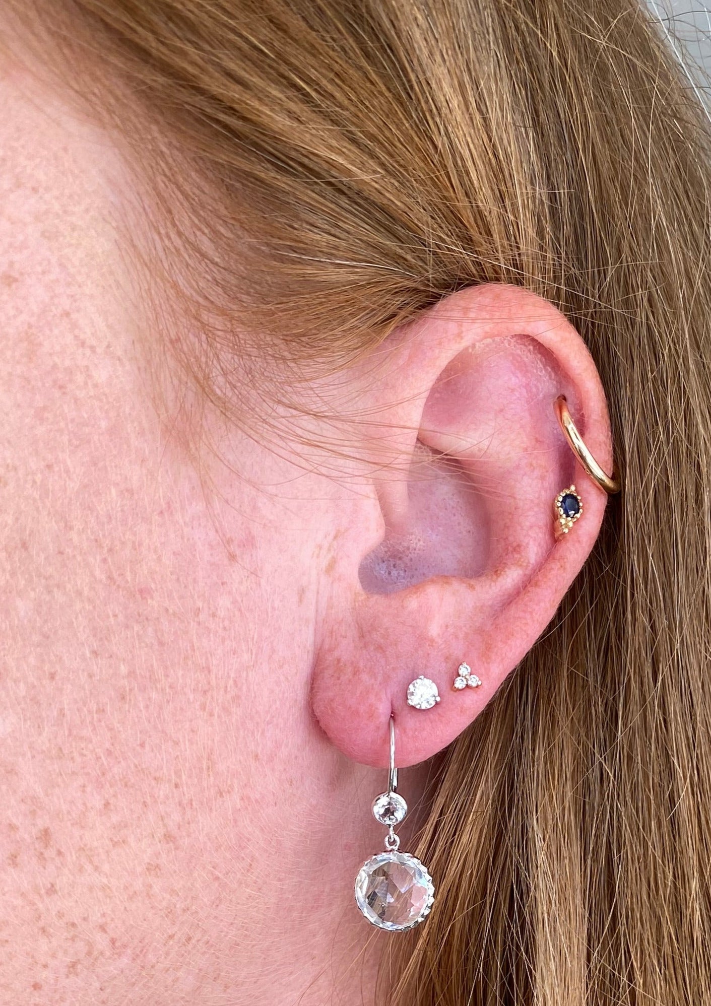 White Gold Crystal Topaz Earrings