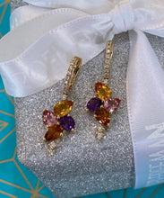 Load image into Gallery viewer, Gemstone and Diamond Bouquet Earrings