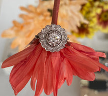 Load image into Gallery viewer, Vintage Two Toned Diamond Sunburst Halo Ring