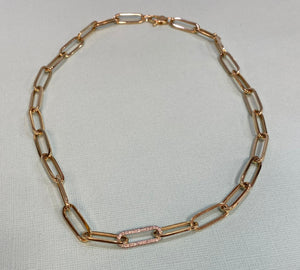 Bold Diamond Link Gold Paper Clip Necklace