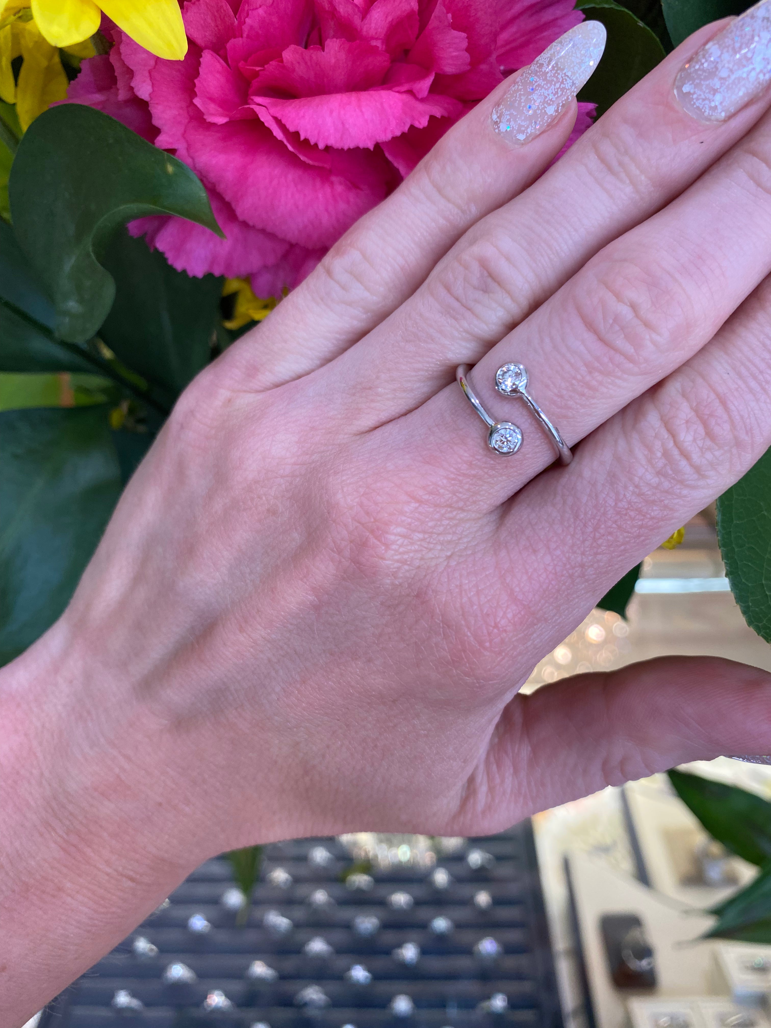 White Gold and Diamond Bypass Style Ring