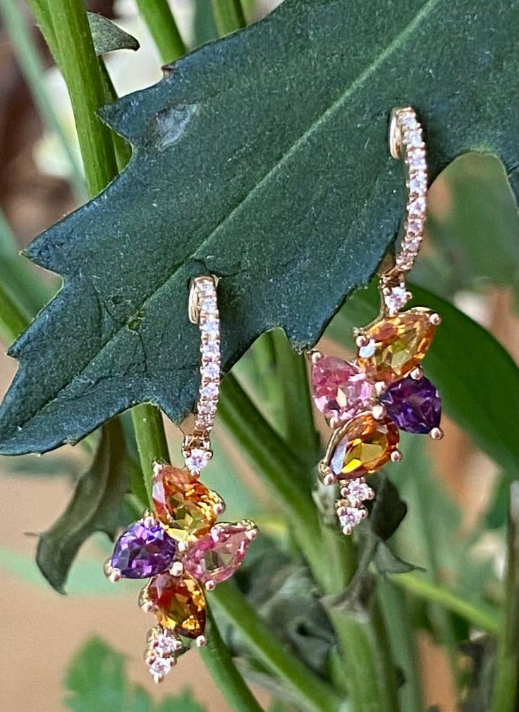 Gemstone and Diamond Bouquet Earrings