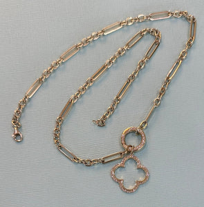 Clover & Circle Drop Pendant Paper Clip Necklace