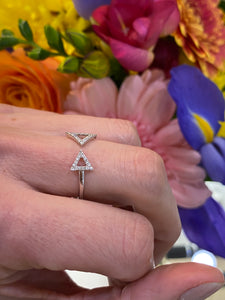 White Gold Double Triangle Tension Ring