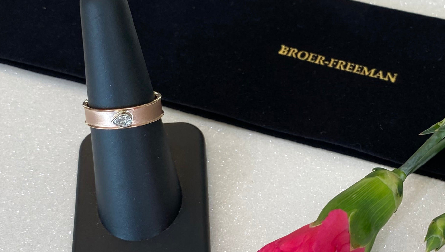 Pear Diamond Two Tone Gold Band