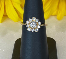 Load image into Gallery viewer, Yellow Gold Round Diamond Flower Style Engagement Ring
