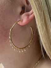 Load image into Gallery viewer, Fun Diamond Dangle Hoops