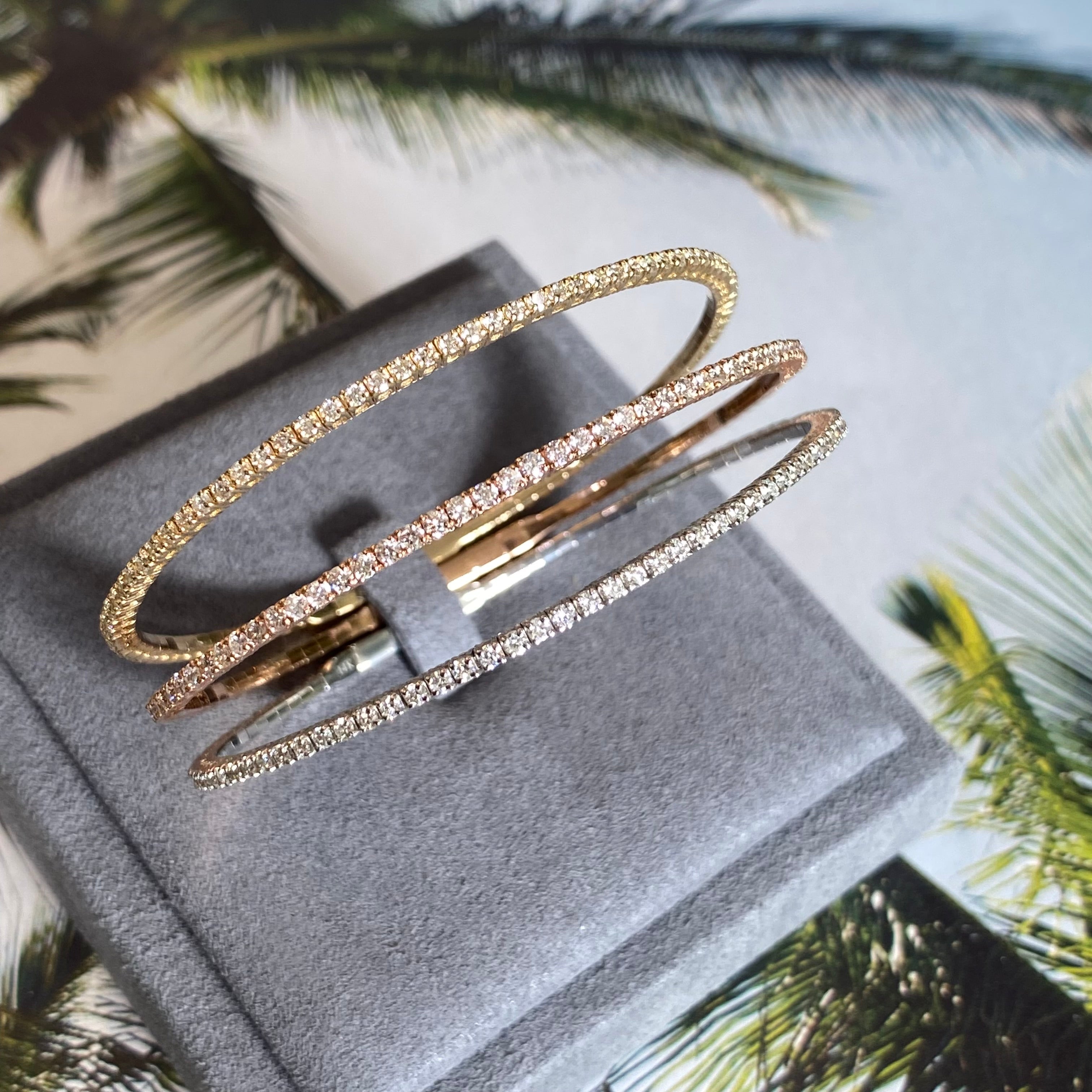 Yellow Gold Eternity Diamond Flex Bangle