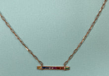 Load image into Gallery viewer, Rose Gold Rainbow Sapphire Bar Necklace