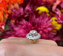 Load image into Gallery viewer, Vintage Two Toned Diamond Sunburst Halo Ring
