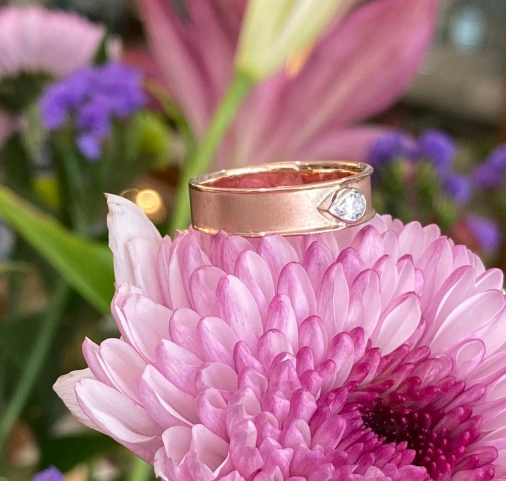 Pear Diamond Two Tone Gold Band