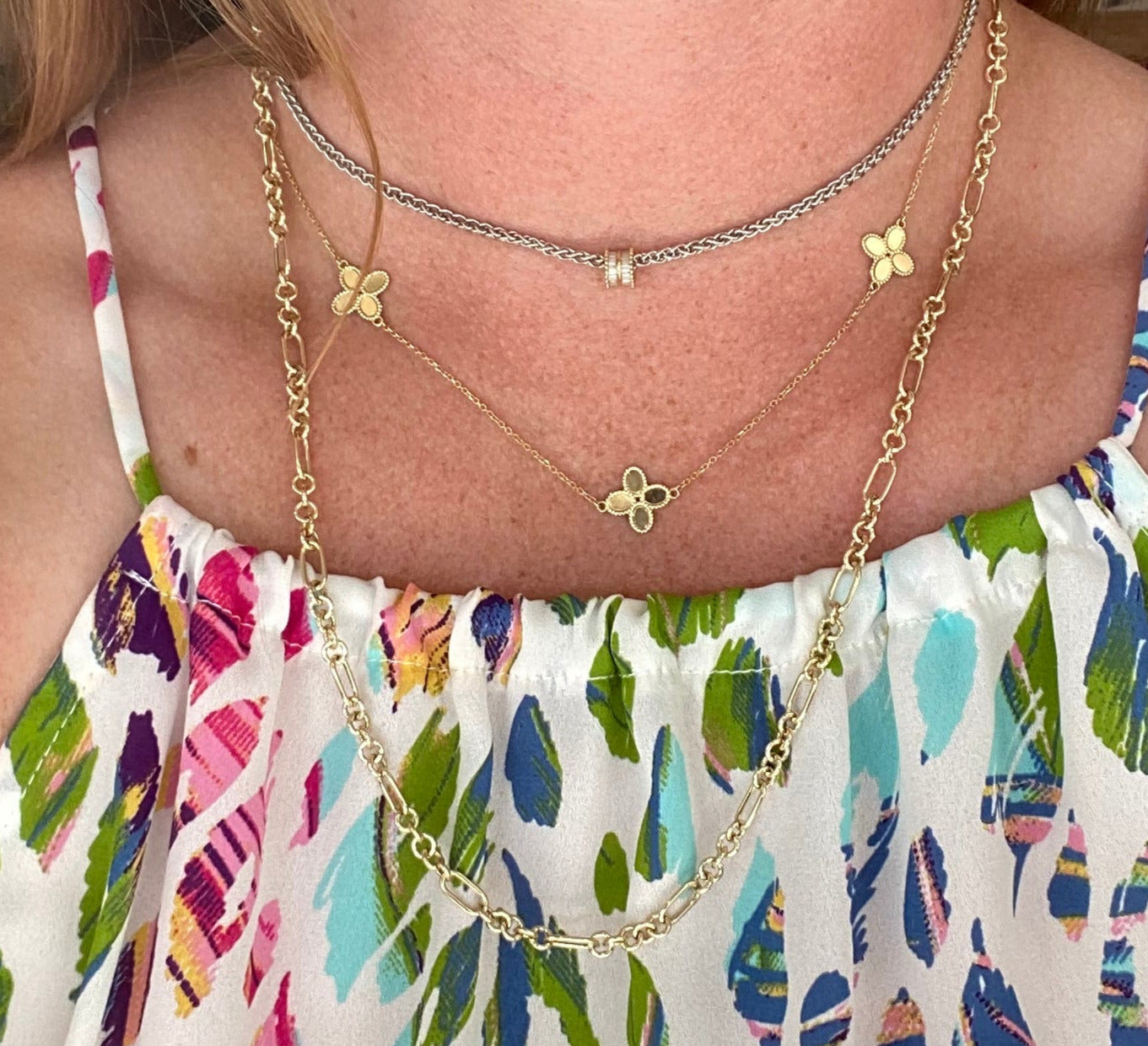 14K Yellow Gold Round Figaro Link Chain