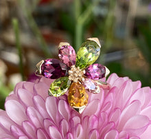 Load image into Gallery viewer, Gemstone Flower Burst Ring