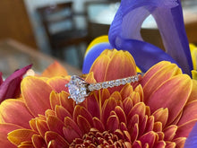 Load image into Gallery viewer, 18K Two Tone Gold Round Diamond Center with Round Diamond Band Engagement Ring