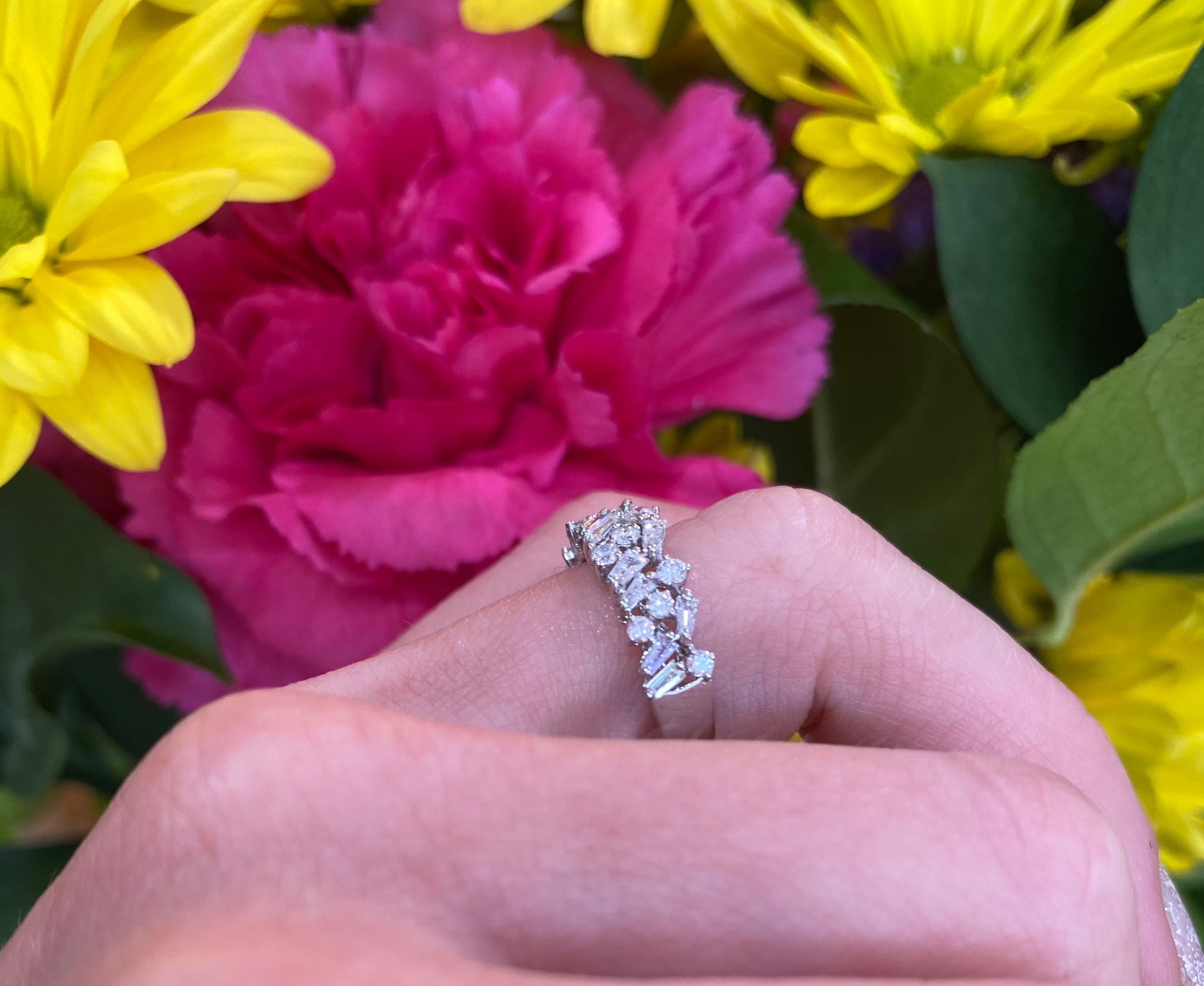 Mosaic White Gold and Diamond Ring