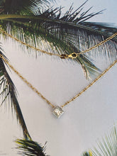 Load image into Gallery viewer, 14K Gold Paper Clip Chain Princess Cut Diamond Necklace