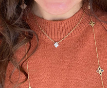 Load image into Gallery viewer, 14K Gold Paper Clip Chain Princess Cut Diamond Necklace