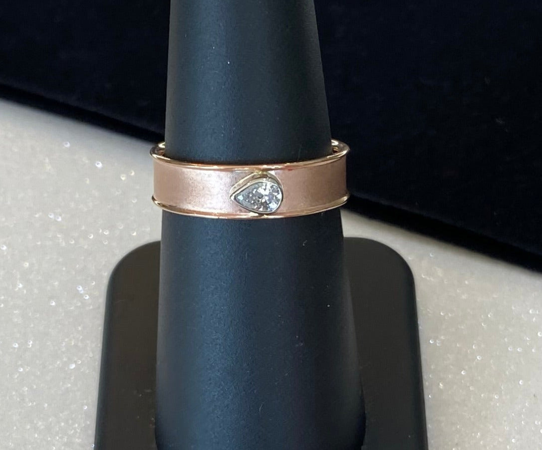 Pear Diamond Two Tone Gold Band