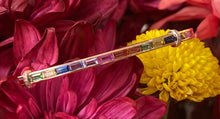 Load image into Gallery viewer, Rose Gold Rainbow Sapphire Bar Necklace