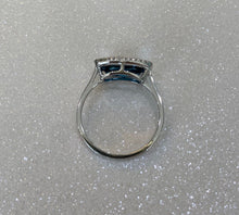 Load image into Gallery viewer, White Gold Deep Blue Topaz and Diamond Ring