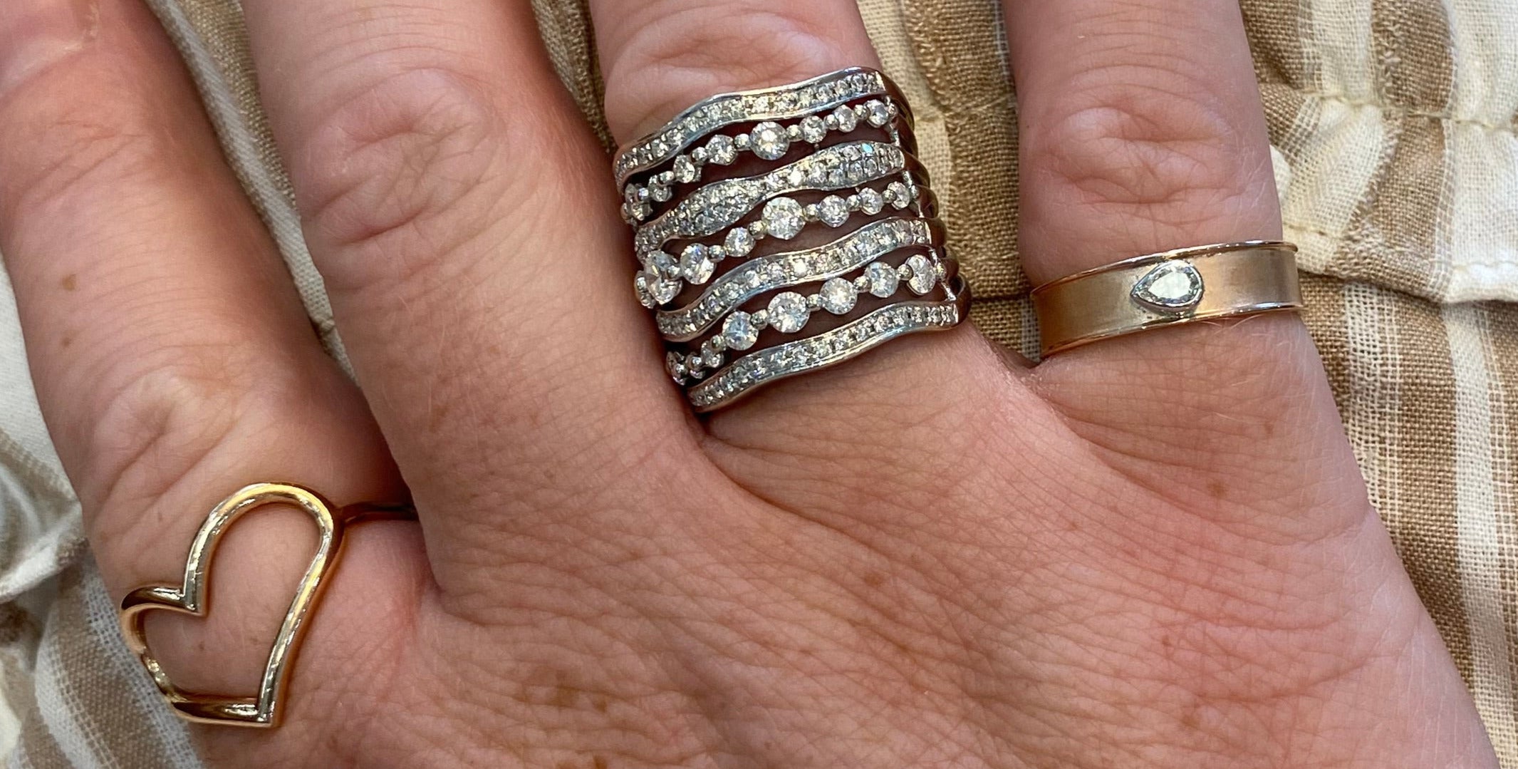 Pear Diamond Two Tone Gold Band