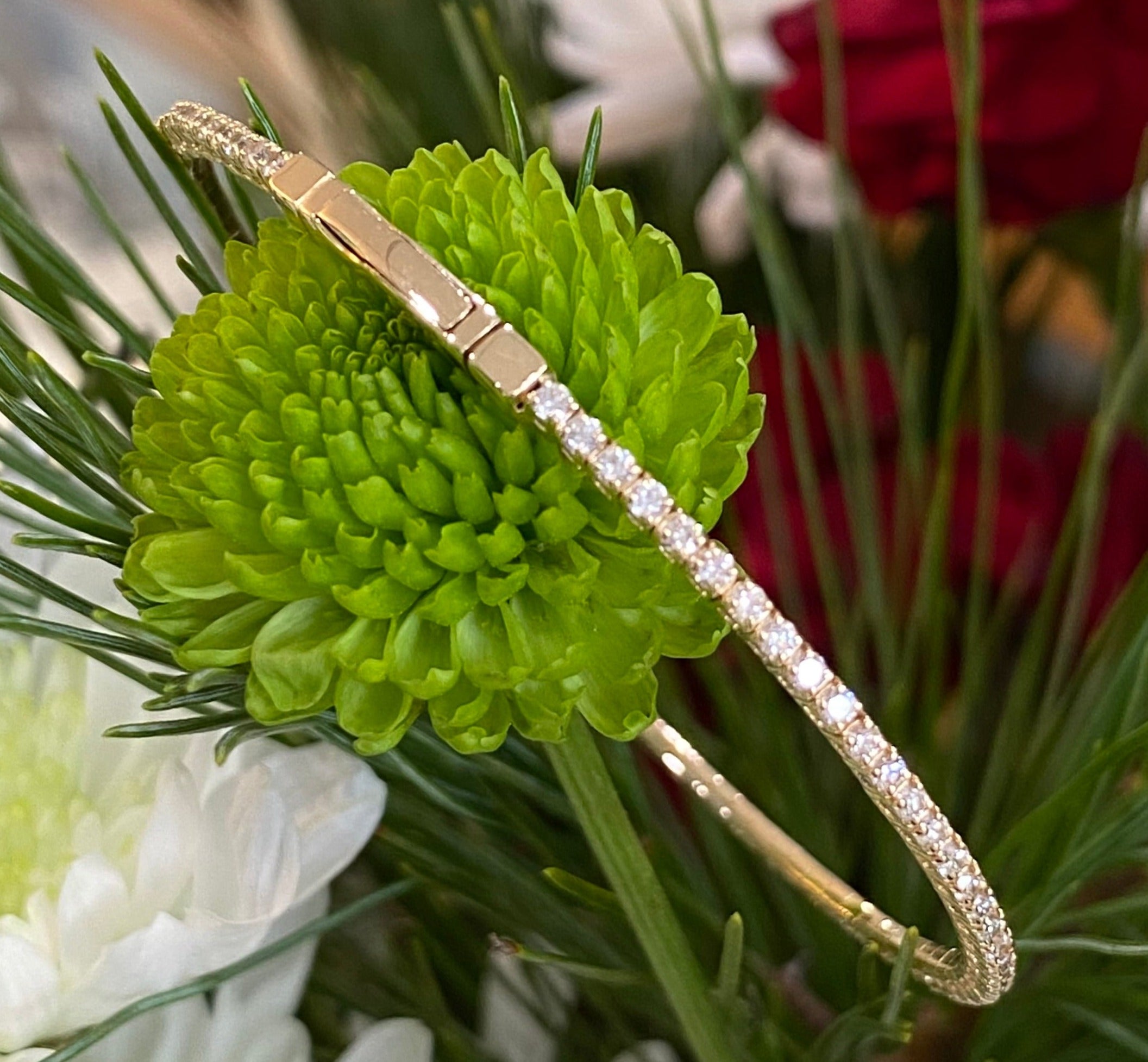 Yellow Gold Eternity Diamond Flex Bangle