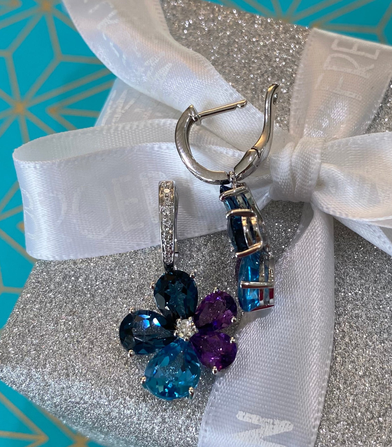 Celestial Blue Violet Bloom Earrings