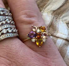 Load image into Gallery viewer, Yellow Gold Gemstone and Diamond Bouquet Ring