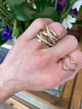 Load image into Gallery viewer, Yellow Gold and Diamond Interwoven Bands Ring