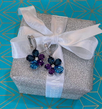 Load image into Gallery viewer, Cool Color Gemstone & Diamond Floral Earrings