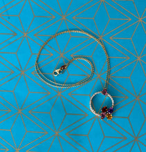Load image into Gallery viewer, Gemstone and Diamond Circular Bouquet Pendant Necklace