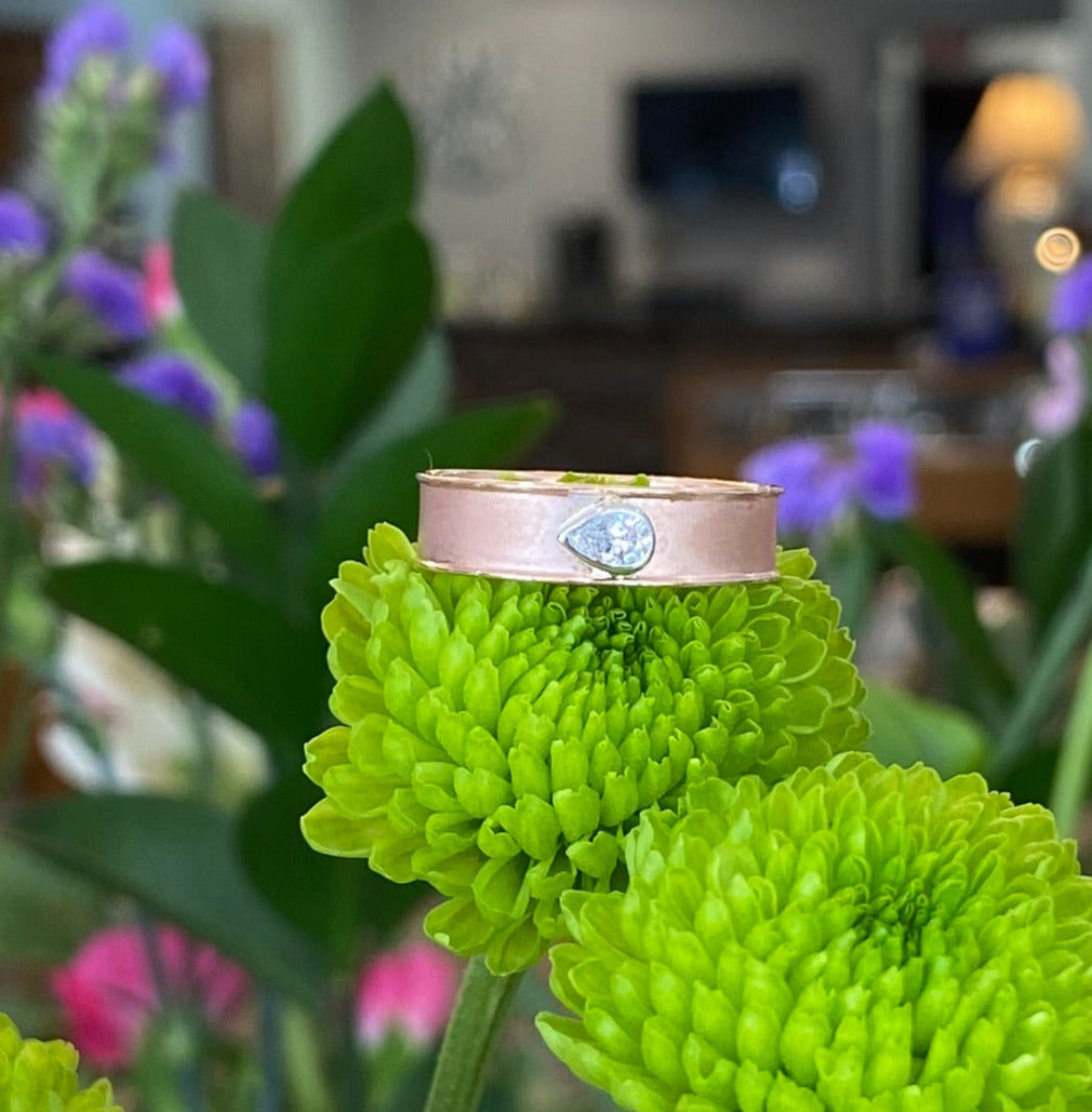 Pear Diamond Two Tone Gold Band