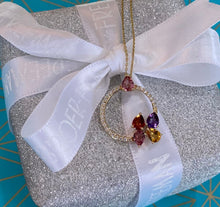 Load image into Gallery viewer, Gemstone and Diamond Circular Bouquet Pendant Necklace
