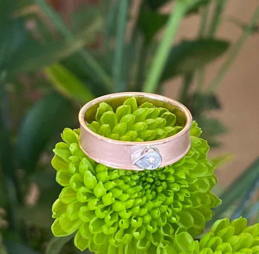 Pear Diamond Two Tone Gold Band