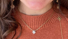 Load image into Gallery viewer, 14K Gold Paper Clip Chain Princess Cut Diamond Necklace