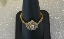 Load image into Gallery viewer, Yellow Gold Round Diamond Flower Style Engagement Ring