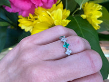 Load image into Gallery viewer, Emerald and Diamond White Gold Quatrefoil Ring