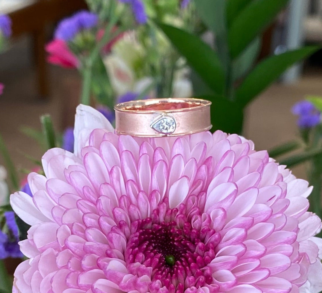 Pear Diamond Two Tone Gold Band