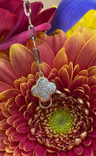 Load image into Gallery viewer, Yellow Gold Diamond Quatrefoil Clasp Paper Clip Bracelet