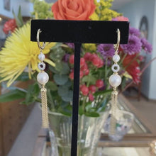 Load and play video in Gallery viewer, Diamond & Pearl Drop Tassel Earrings
