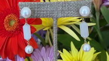 Load and play video in Gallery viewer, Moonstone & Pearl Drop Earrings