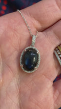 Load and play video in Gallery viewer, Labradorite & Diamond Oval Halo Pendant