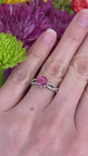 Load and play video in Gallery viewer, Pink Tourmaline & Diamond Infinity Twist Ring