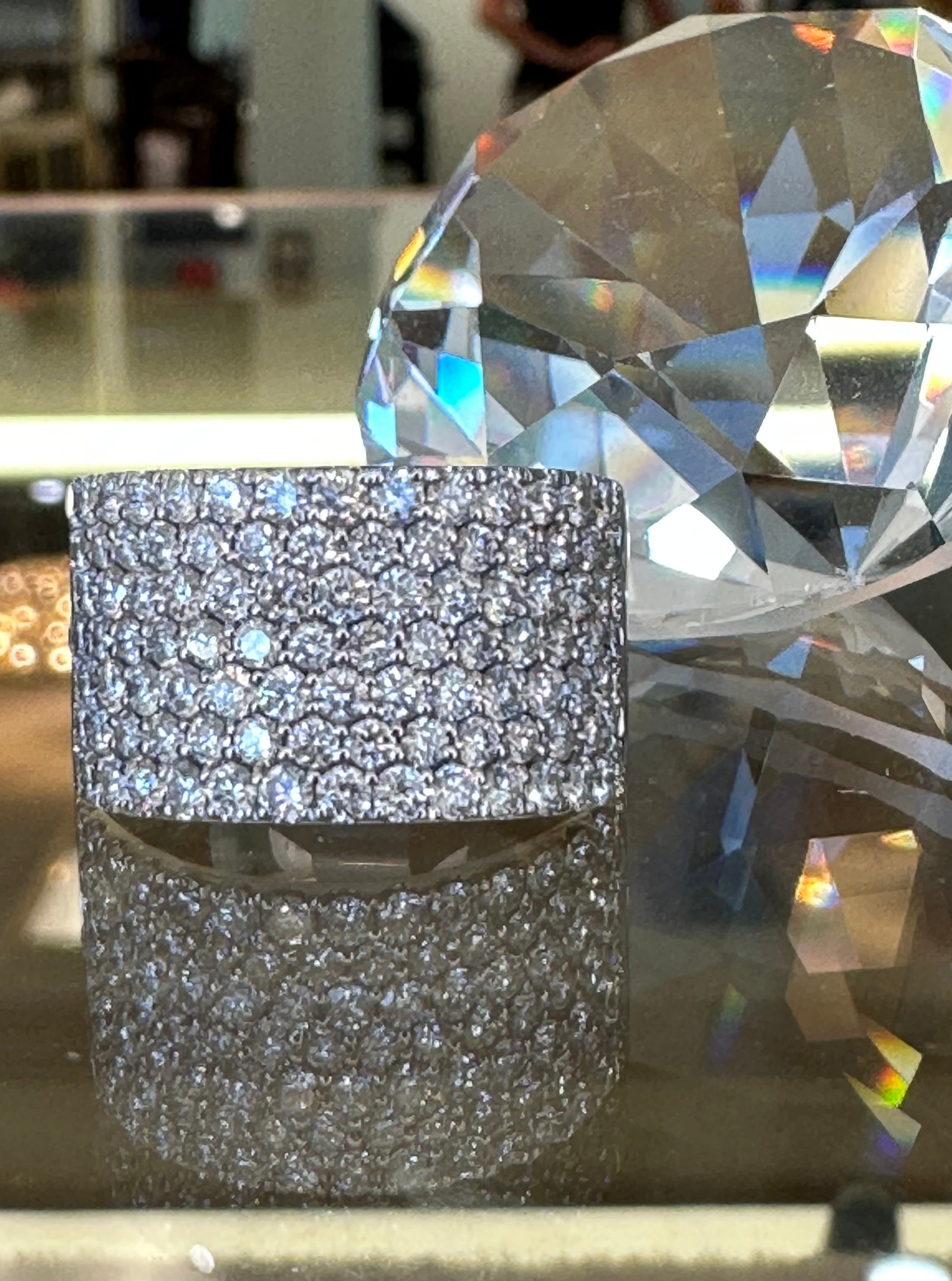 Pavé Diamond 18K Wide Band Ring