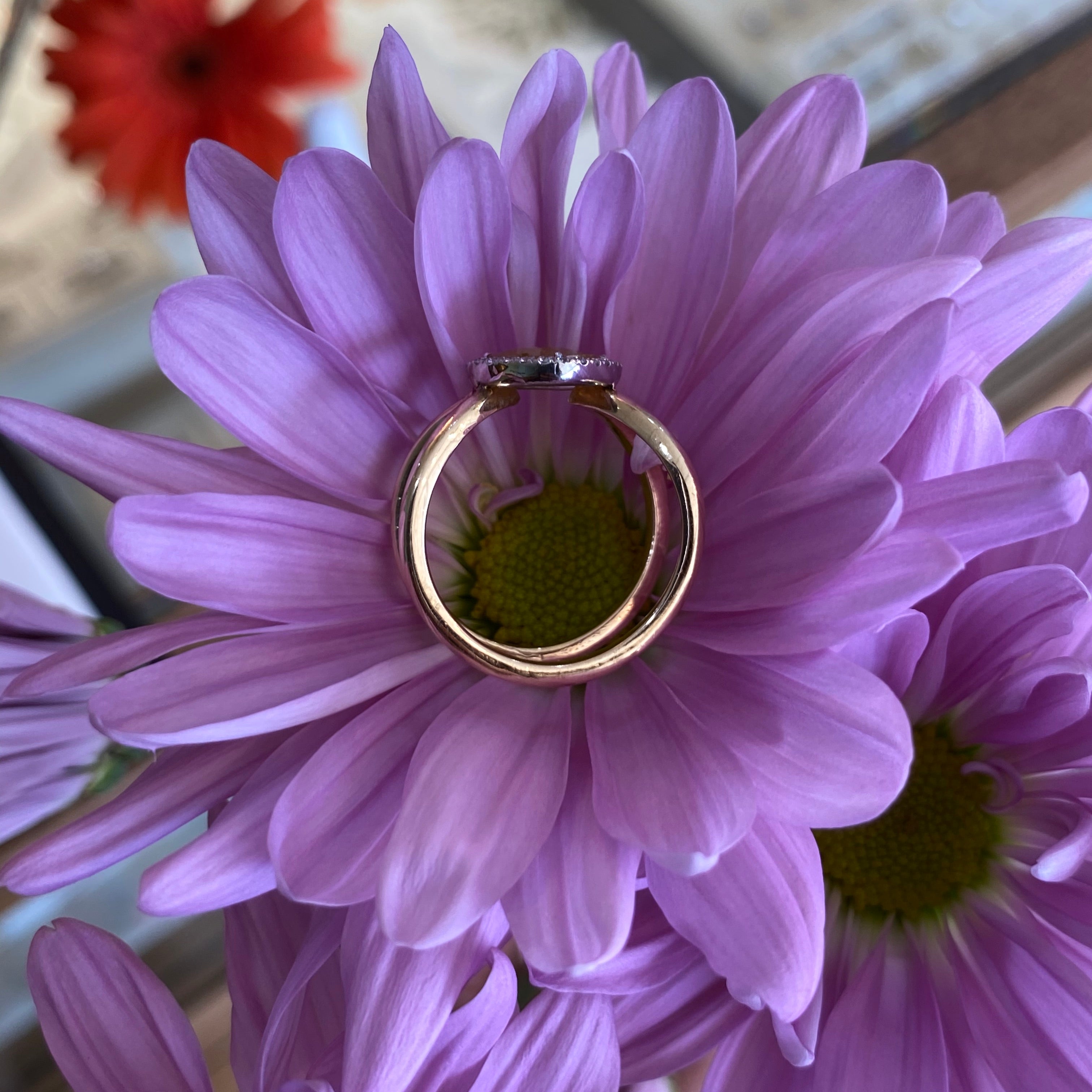 Sunlit Ember Diamond Slice Ring