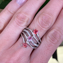 Load image into Gallery viewer, One-of-a-kind Orange Sapphire, Pink Tourmaline & Diamond Ring