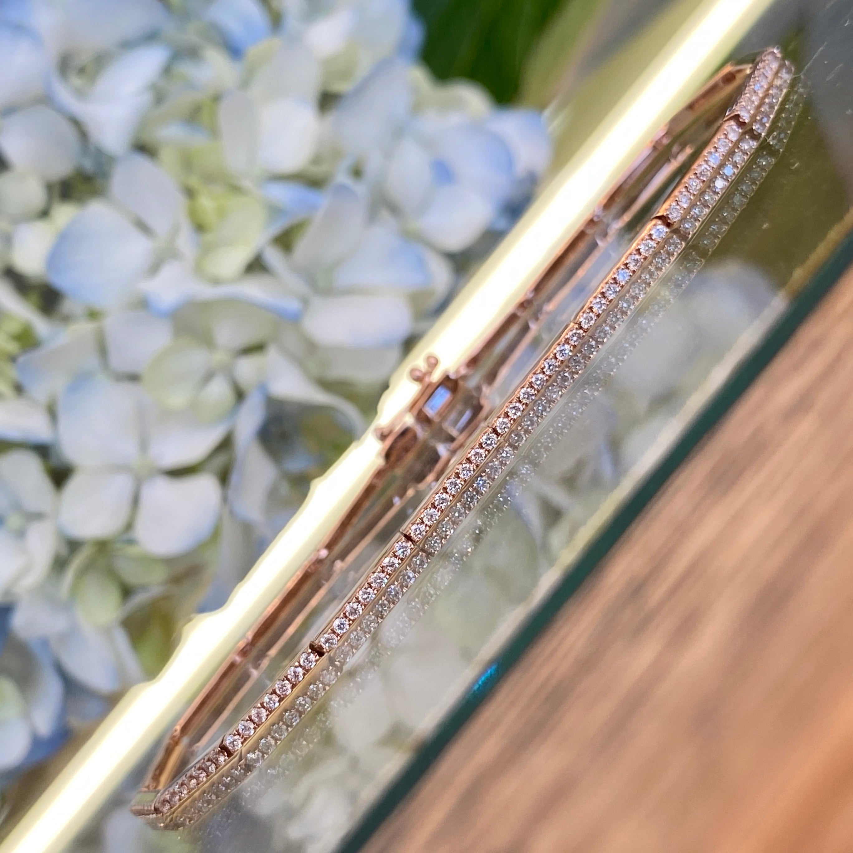 Dainty Diamond Rose Gold Stackable Bracelet