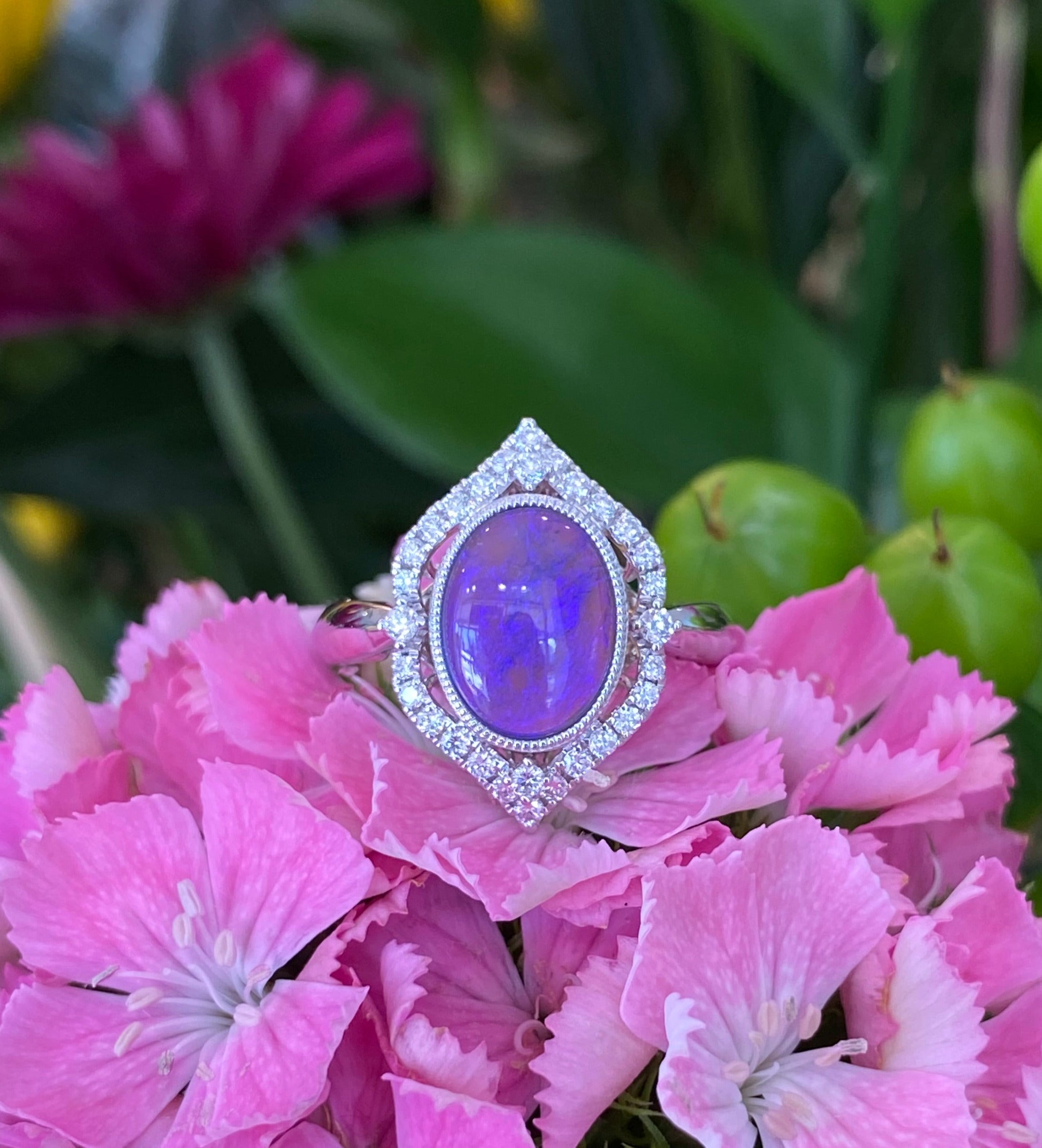 Purple Opal Vintage Inspired Halo Ring