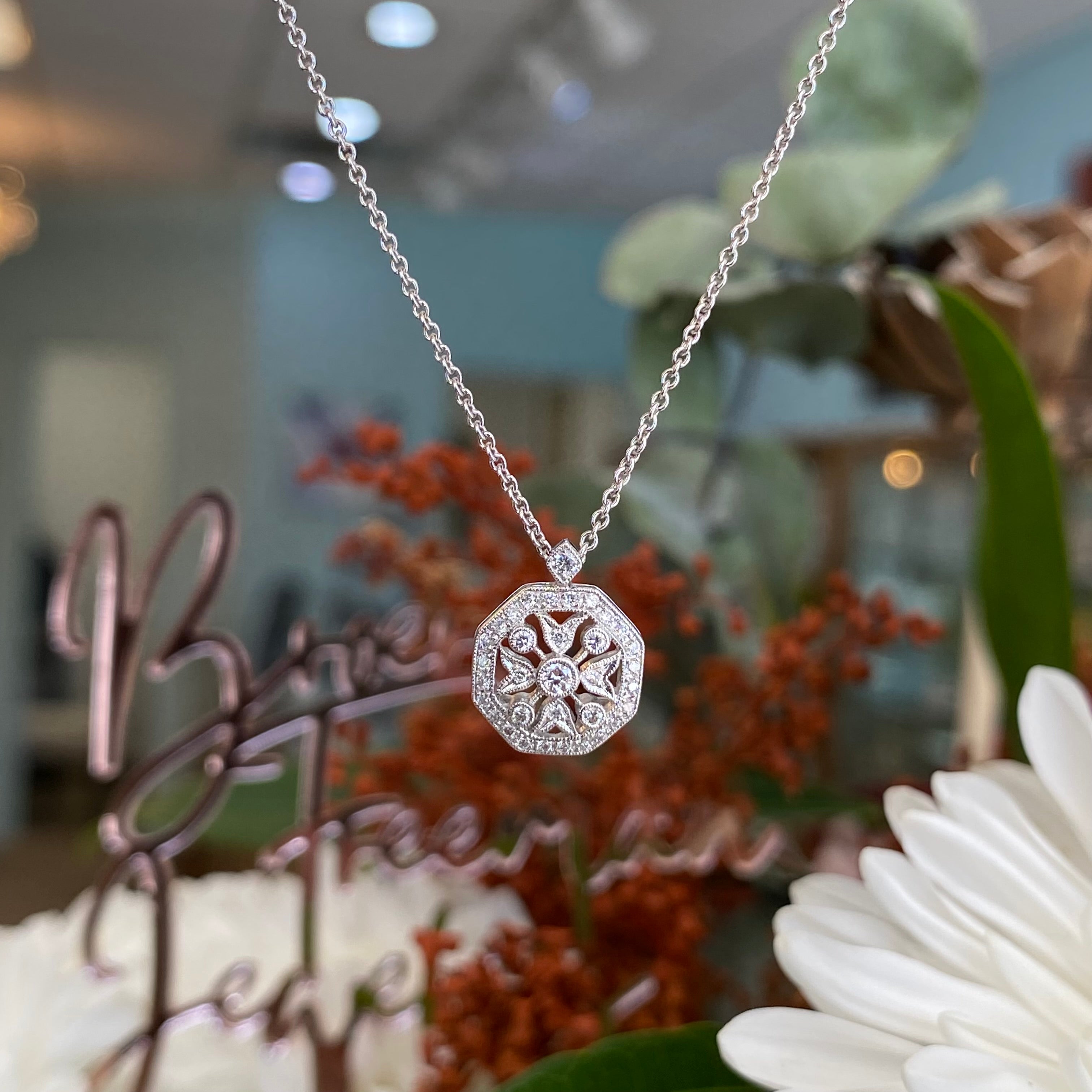 Vintage Inspired Fancy Diamond Necklace