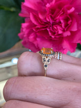 Load image into Gallery viewer, Fire Opal & Black Diamond Yellow Gold Ring